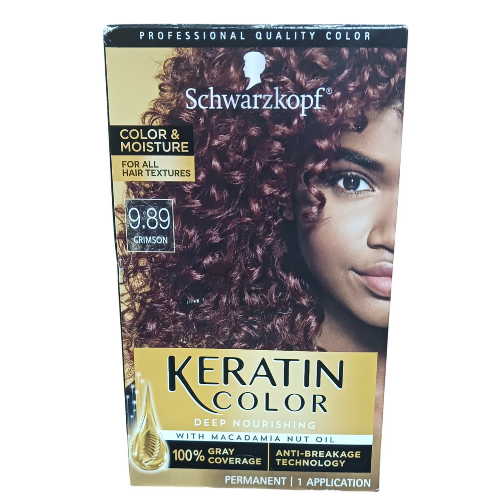 Schwarzkopf Keratin Color & Moisture Permanent Hair Color Cream 9.89 Crimson New